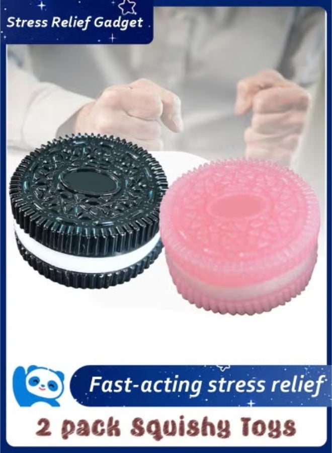 Gecomo 2PCS Squishy Biscuit Stress Relief Toy, Pinch Decompression Toy, Realistic Sandwich Design for Anxiety and Relaxation, Perfect Desk Accessory and Fun Fidget Toy for Adults, Ideal for Stress Relief - Image 1