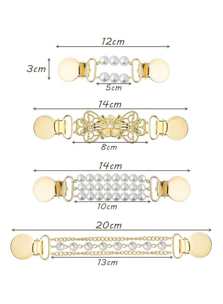 أوزيغالور ٤ قطع مشابك سترة ووشاح عتيقة مع لؤلؤة لملابس الوشاح والياقة - Image 3