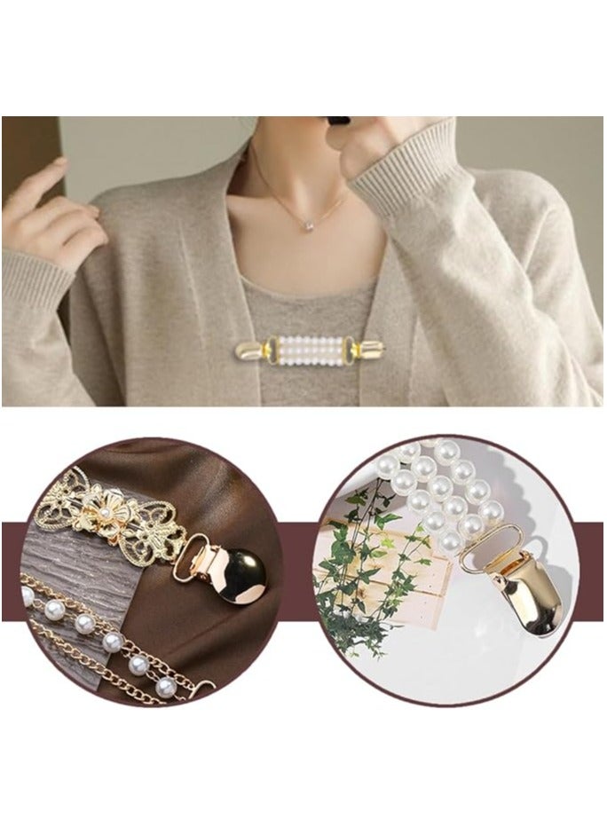 أوزيغالور ٤ قطع مشابك سترة ووشاح عتيقة مع لؤلؤة لملابس الوشاح والياقة - Image 2