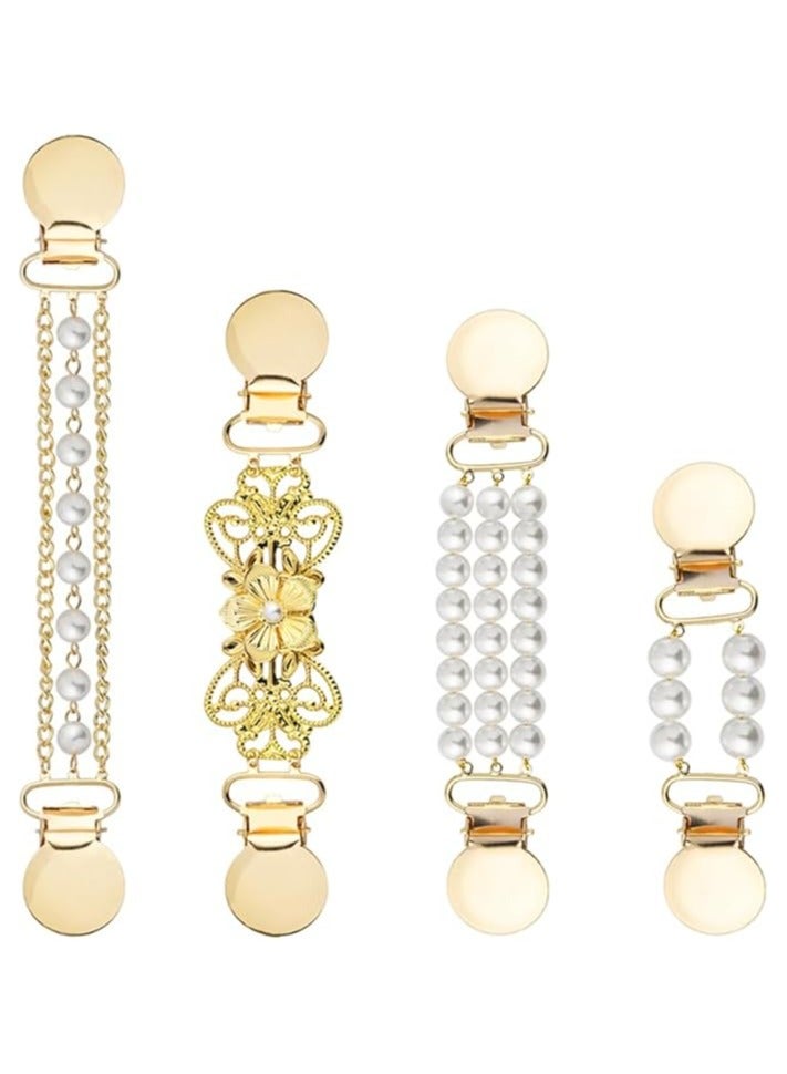 أوزيغالور ٤ قطع مشابك سترة ووشاح عتيقة مع لؤلؤة لملابس الوشاح والياقة - Image 1