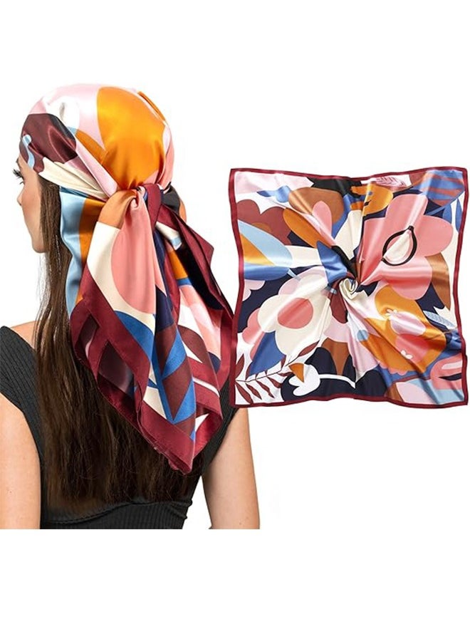 Generic 35 Inch Square Silk Head Scarf - Fashion Silk Head Scarf For Women - Silk Textured Scarf, Suitable For Wrapping Hair At Night And Sleeping.  - Image 1