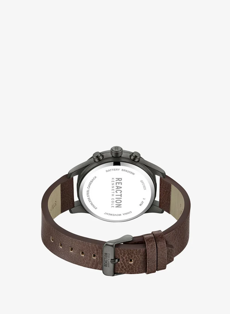 Kenneth Cole Reaction  Kenneth Cole Reaction Chronograph Gents Watch With Brown Synthetic Leather Strap 46mm - KRWGF2192505 for Men | Best Price UAE