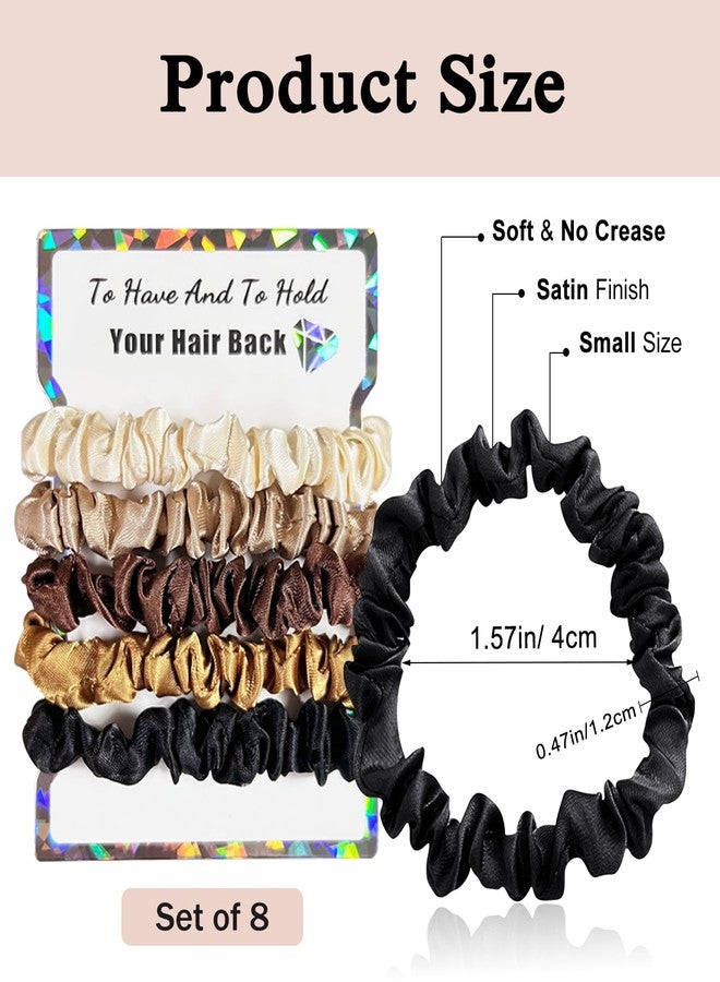 Banugo 40Pcs Bridesmaid Satin Scrunchies, Cute Bachelorette Party Favors, Bridal Party Hair Ties, Small Hair Scrunchies, Perfect as Bridesmaid Proposal Gifts (Set of 8-Neutral) - Image 2