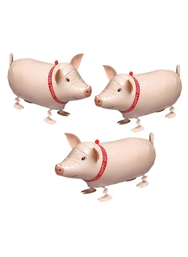Soochat Pig Balloon Animal Walking Balloon Mylar Foil Balloon Birthday Wedding Party Decoration 3Pcs - Image 1