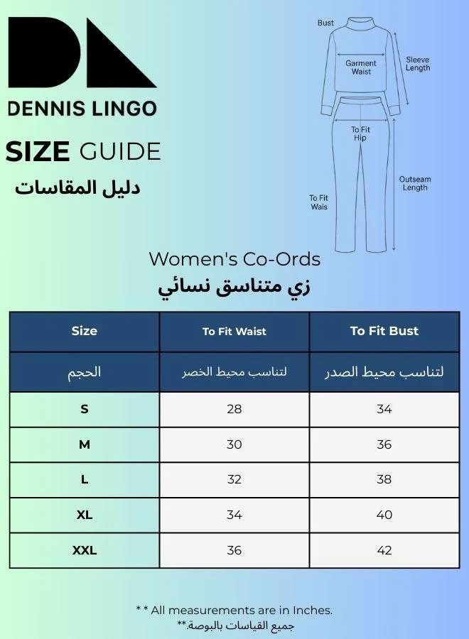 Dennis Lingo Black Women's Black 100% Polyester Solid Single-Breasted Upper Full Length Casual Bottom Regular Fit Co-Ords for Women | Best Price UAE