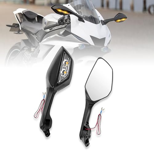 MIKANIX R15 V3, V4 & M Bike Adjustable Rear View Side Mirror with Turn Signal Led Indicator for All Fairing Bike - Image 1