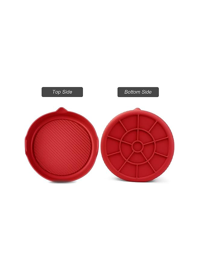 vesus Air Fryer Silicone Liner, Pack of 2 Reusable Non Stick Air Fryer Accessory for Basket Oven Liner (Round(Gray+Red)) - Image 3