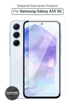 Samsung Galaxy A55 Tempered Glass Screen Protector – High Transparency, Delicate Touch, Anti-Explosion, Smooth Arc Edges, Easy Installation, Screen Protector for Samsung Galaxy A55