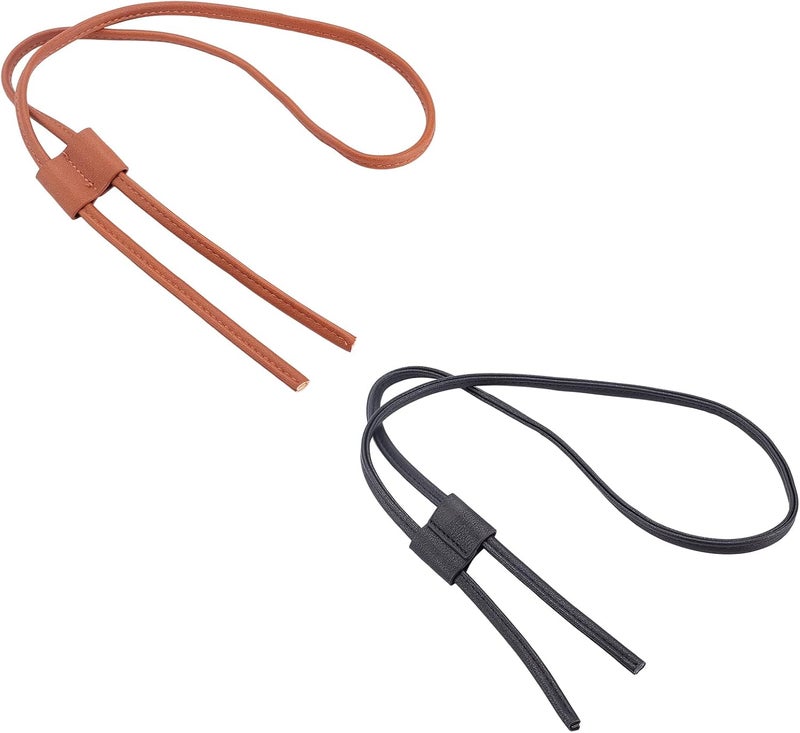 cheekyglo 2pcs 2 Colors PU Leather Drawstring for Bucket Bag 100cm Detachable Leather Pull String Slide String Keeper Purse Strap Adjust Drawstring Bunches Accessories for Satchel Shoulder Crossbody Bag - Image 1
