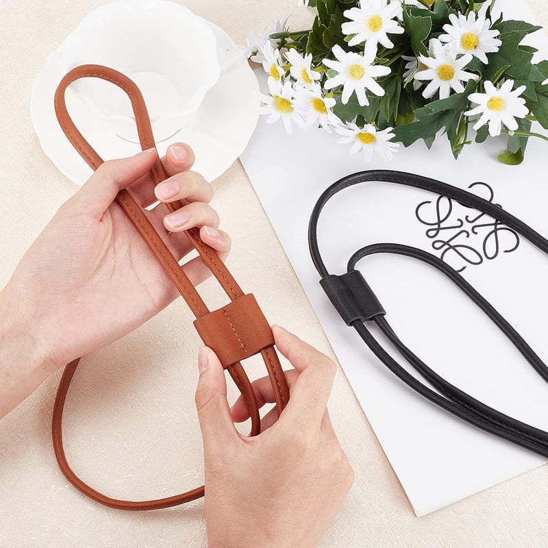 cheekyglo 2pcs 2 Colors PU Leather Drawstring for Bucket Bag 100cm Detachable Leather Pull String Slide String Keeper Purse Strap Adjust Drawstring Bunches Accessories for Satchel Shoulder Crossbody Bag - Image 5