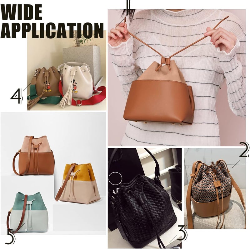 cheekyglo 2pcs 2 Colors PU Leather Drawstring for Bucket Bag 100cm Detachable Leather Pull String Slide String Keeper Purse Strap Adjust Drawstring Bunches Accessories for Satchel Shoulder Crossbody Bag - Image 3