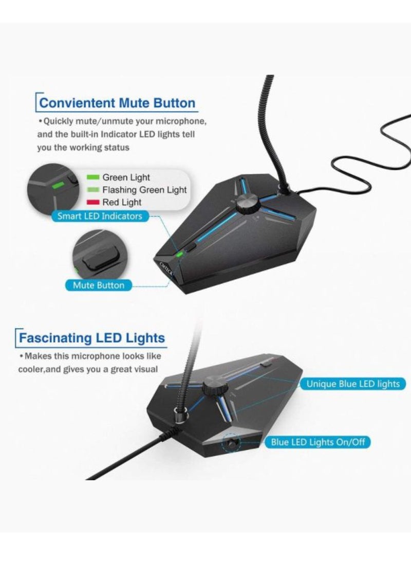 كمتيك ميكروفون مكثف لسطح المكتب USB G006Plus من CMTECK مع مقبض للتحكم في مستوى صوت الميكروفون وزر كتم الصوت، ميكروفون USB للمؤتمرات، ميكروفون مكثف متعدد الاتجاهات للكمبيوتر الشخصي لمؤتمرات الفيديو والتسجيل وSkype والفصول الدراسية عبر الإنترنت ومسجل المحكمة والتوصيل والتشغيل متوافق مع نظام التشغيل Mac OS X Windows PC والكمبيوتر الشخصي مع كابل بطول 6 أقدام - Image 2