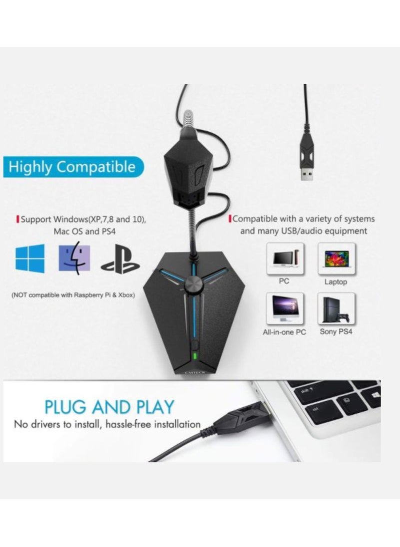 كمتيك ميكروفون مكثف لسطح المكتب USB G006Plus من CMTECK مع مقبض للتحكم في مستوى صوت الميكروفون وزر كتم الصوت، ميكروفون USB للمؤتمرات، ميكروفون مكثف متعدد الاتجاهات للكمبيوتر الشخصي لمؤتمرات الفيديو والتسجيل وSkype والفصول الدراسية عبر الإنترنت ومسجل المحكمة والتوصيل والتشغيل متوافق مع نظام التشغيل Mac OS X Windows PC والكمبيوتر الشخصي مع كابل بطول 6 أقدام - Image 3