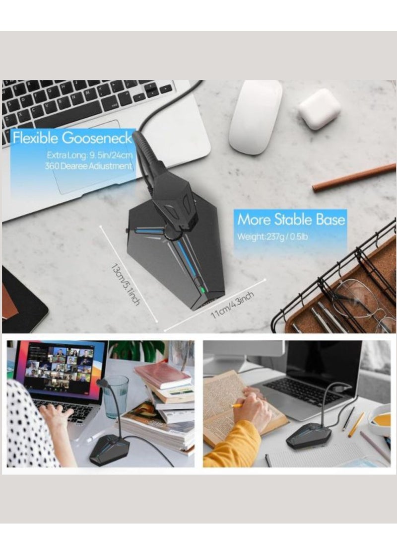 كمتيك ميكروفون مكثف لسطح المكتب USB G006Plus من CMTECK مع مقبض للتحكم في مستوى صوت الميكروفون وزر كتم الصوت، ميكروفون USB للمؤتمرات، ميكروفون مكثف متعدد الاتجاهات للكمبيوتر الشخصي لمؤتمرات الفيديو والتسجيل وSkype والفصول الدراسية عبر الإنترنت ومسجل المحكمة والتوصيل والتشغيل متوافق مع نظام التشغيل Mac OS X Windows PC والكمبيوتر الشخصي مع كابل بطول 6 أقدام - Image 4