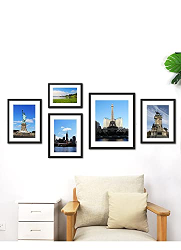 PEALSN 11x14 Picture Frame Set of 6, Display Pictures 8x10 with Mat or 11x14 without Mat for Wall Mounting or Table Top Display, Photo Frames Collage for Wall Decor, Black Woodgrain. - Image 4