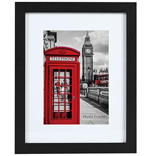 PEALSN 11x14 Picture Frame Set of 6, Display Pictures 8x10 with Mat or 11x14 without Mat for Wall Mounting or Table Top Display, Photo Frames Collage for Wall Decor, Black Woodgrain. - Image 2