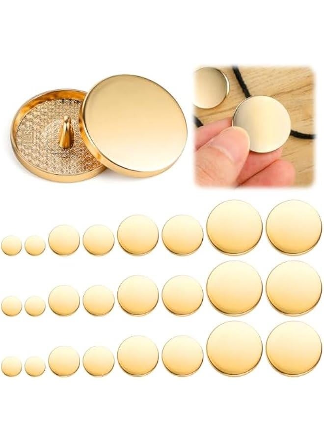 24Pcs Gold ons for Blazers, Metal Flat on, Round Shaped Sewing ons Golden Coat ons for Women Men Clothes Suit Coat Shirt Jackets Craft 10mm 15mm 20mm 25mm - Image 1