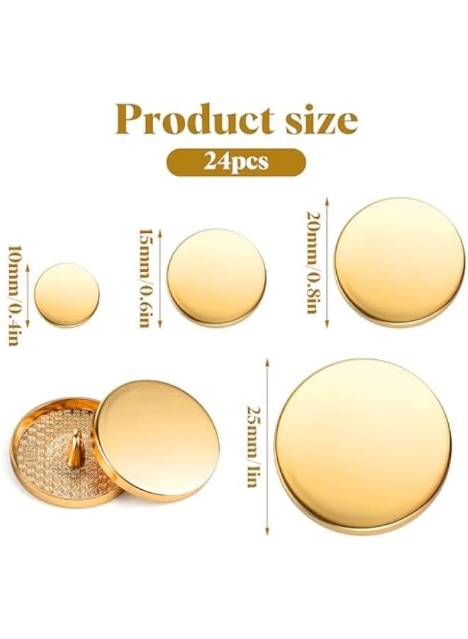 24Pcs Gold ons for Blazers, Metal Flat on, Round Shaped Sewing ons Golden Coat ons for Women Men Clothes Suit Coat Shirt Jackets Craft 10mm 15mm 20mm 25mm - Image 4