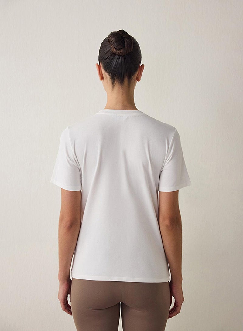 Penti Women's Cotton Casual Basic Regular Fit T-shirt - Off White - Image 5