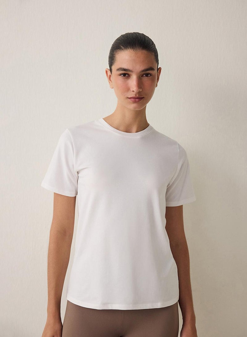 Penti Women's Cotton Casual Basic Regular Fit T-shirt - Off White - Image 1