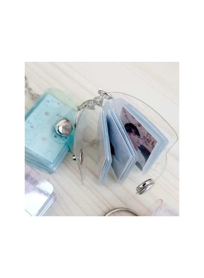 S-TOP Clear Mini Photo Album Keychain, Mini Photo Album 16 Pockets Photos Holder Keychain Jelly Color Card Holder 2 Inch Photos Holder Portable Key Chain,Photo Albums, Frames and Accessories(1inch) - Image 4
