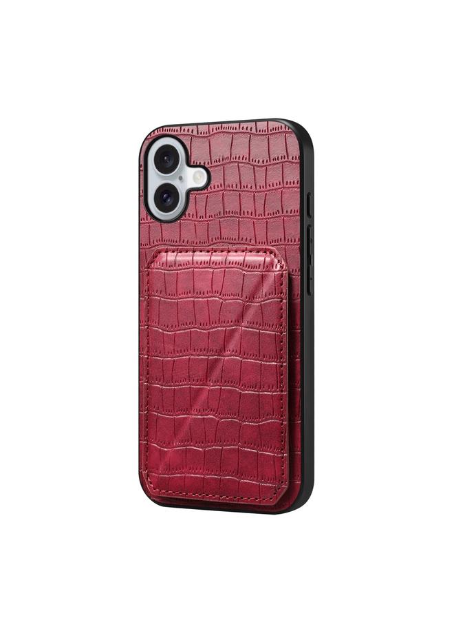 اس-توب جراب خلفي لهاتف iPhone 16 Plus مصنوع من جلد التمساح الصناعي مع حامل - Image 1