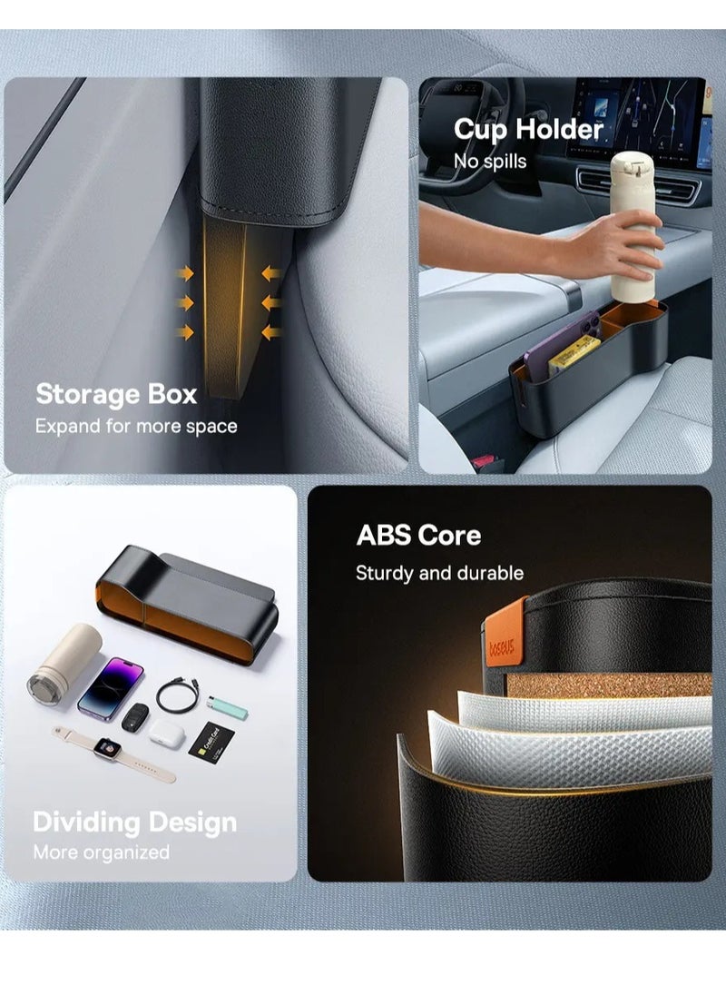 Baseus Car Seat Gap Organizer with Cup Holder | Front Seat Console Storage Box for Cell Phones, Keys, Coins, Cards, Wallets, Sunglasses & Drink Bottles | Perfect for Driver & Passenger Side | Essential Car Accessory for a Tidy Interior | Universal Fit for All Vehicles Durable | Stylish & Functional Car Organizer (Galaxy Blue)  - Image 4