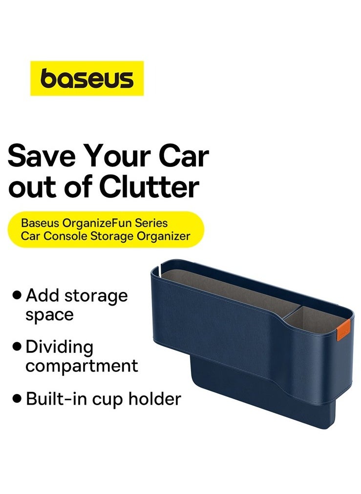 Baseus Car Seat Gap Organizer with Cup Holder | Front Seat Console Storage Box for Cell Phones, Keys, Coins, Cards, Wallets, Sunglasses & Drink Bottles | Perfect for Driver & Passenger Side | Essential Car Accessory for a Tidy Interior | Universal Fit for All Vehicles Durable | Stylish & Functional Car Organizer (Galaxy Blue)  - Image 3