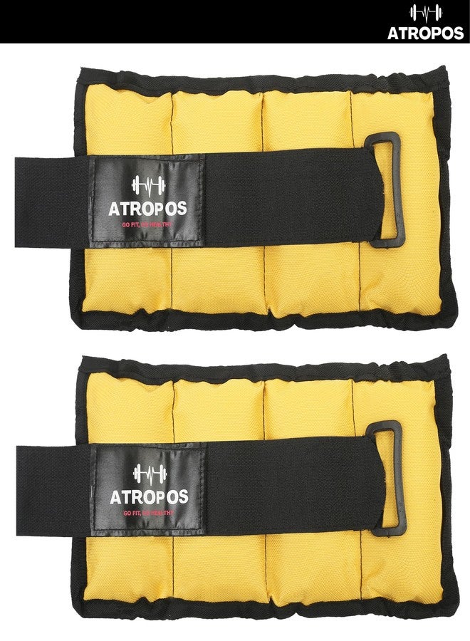 Atropos Adjustable Ankle/Wrist Weights| Ideal for Walking,Running,Jogging,Cycling,Gym & Strength Training | Easy to Use on Ankle,Wrist,Leg. ((1kgs x 2 Units) = 2kgs, Yellow) - Image 4