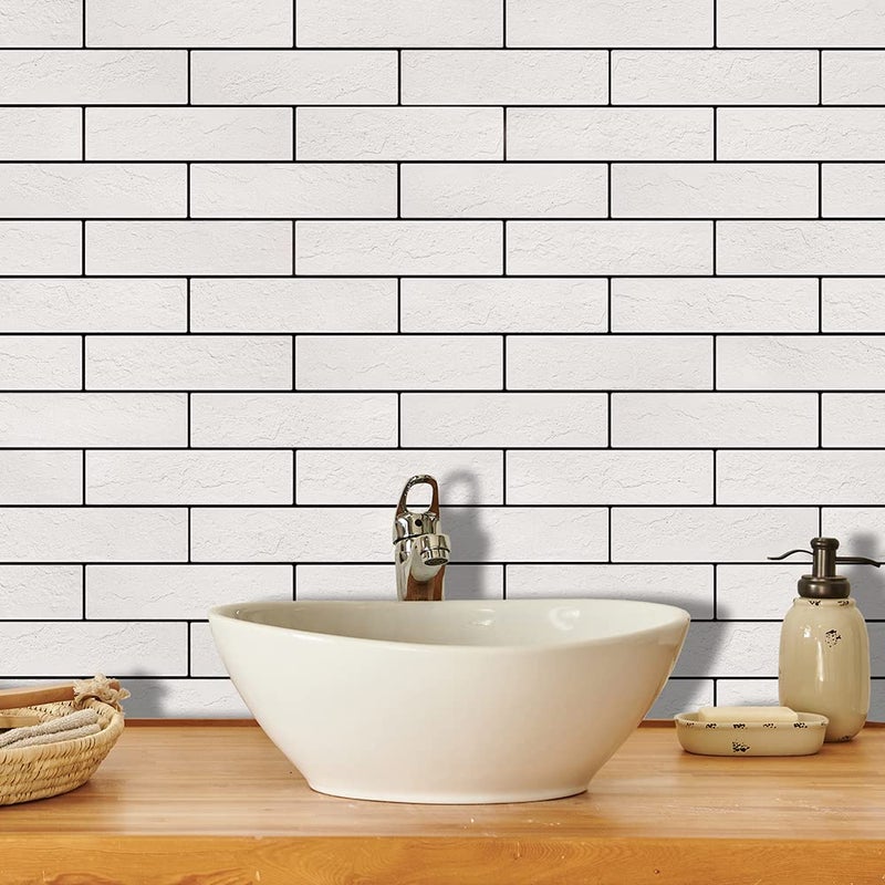 TORURAL 100 Old Town White Faux Brick Wall Tiles, 3D Thin Brick Veneers for Bedroom, Bathroom, Kitchen, Fireplace and Fence Wall Panels (14.2 sq ft) - Image 2