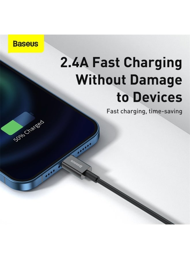 بيسوس كابل بيانات Baseus Superior للشحن السريع من USB إلى IP 2.4A (2m) أسود أسود - Image 3