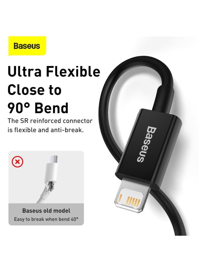بيسوس كابل بيانات Baseus Superior للشحن السريع من USB إلى IP 2.4A (2m) أسود أسود - Image 5
