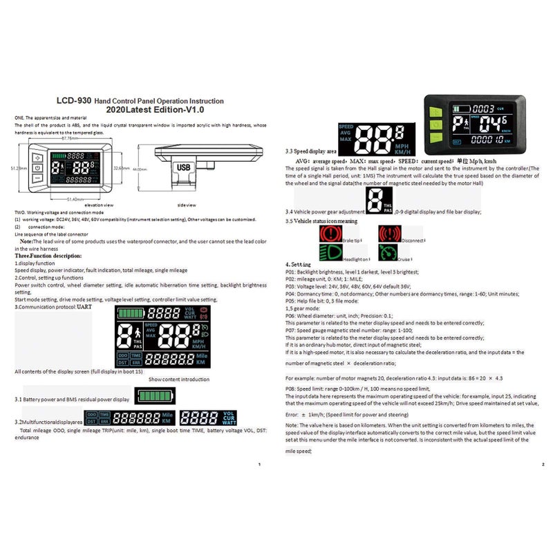 Aluminum ABS 36V 48V 450W Brushless Motor Controller LCD Kit Electric Bicycle Scooter - Image 4