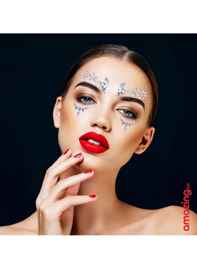 أمازينج. إي جي بي ملصقات وشم كريستالي لمهرجانات المجوهرات وأحجار الراين وأحجار الجسم وشم مؤقت للعيون، تزيين الأظافر للوجه وحفلات الهذيان ملصقات وجه أنيقة للنساء (4350) - Image 4