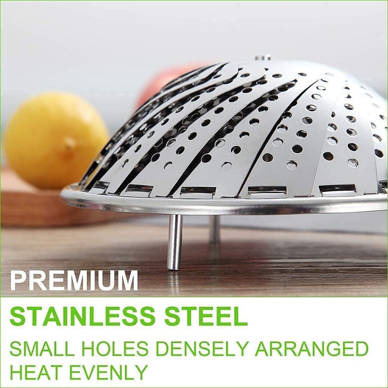Home Stuffs Vegetable Steamer Basket Premium Stainless Steel Veggie Steamer Basket Folding Expandable Steamers to Fits Various Size Pot 6 to 105 - Image 2