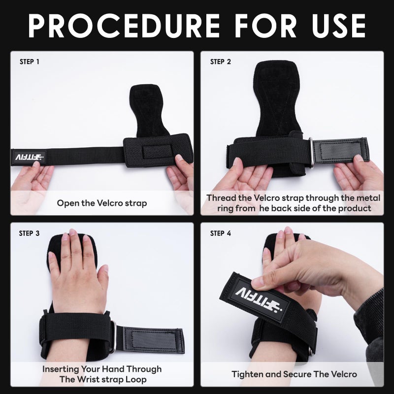 FITFIV Weight Lifting Wrist Strap, Double Leather Weightlifting Wrist Straps for Gym Strength Training, Neoprene Padded Wrist Wraps - for Men & Women (Pair) - Image 3