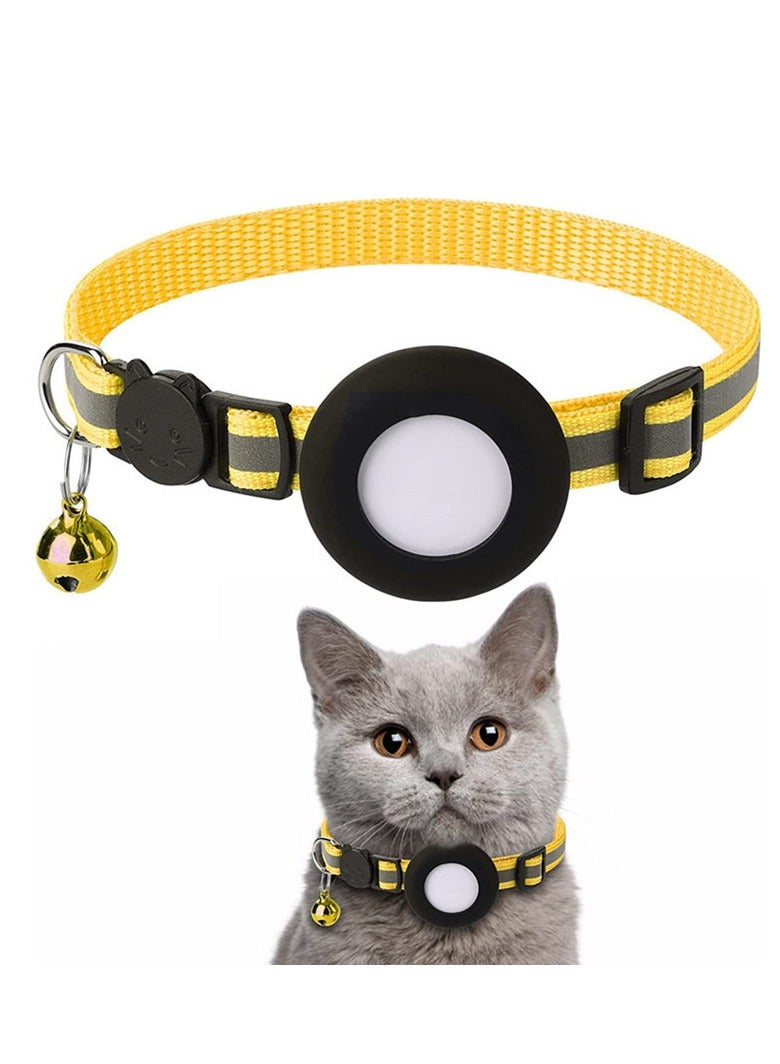 Generic Cat Collar for Airtag Reflective Cat Collar with Bell and Safety Buckle, with Waterproof Holder Compatible with Adjustable 22-35cm  - Image 1