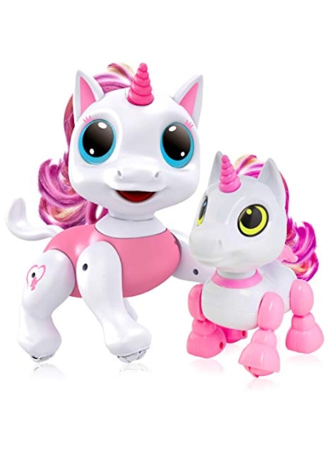 Power Your Fun Robo Pets Unicorn Toys – Interactive STEM Robot Set (1 Full-Size + 1 Mini Unicorn)  - Image 1