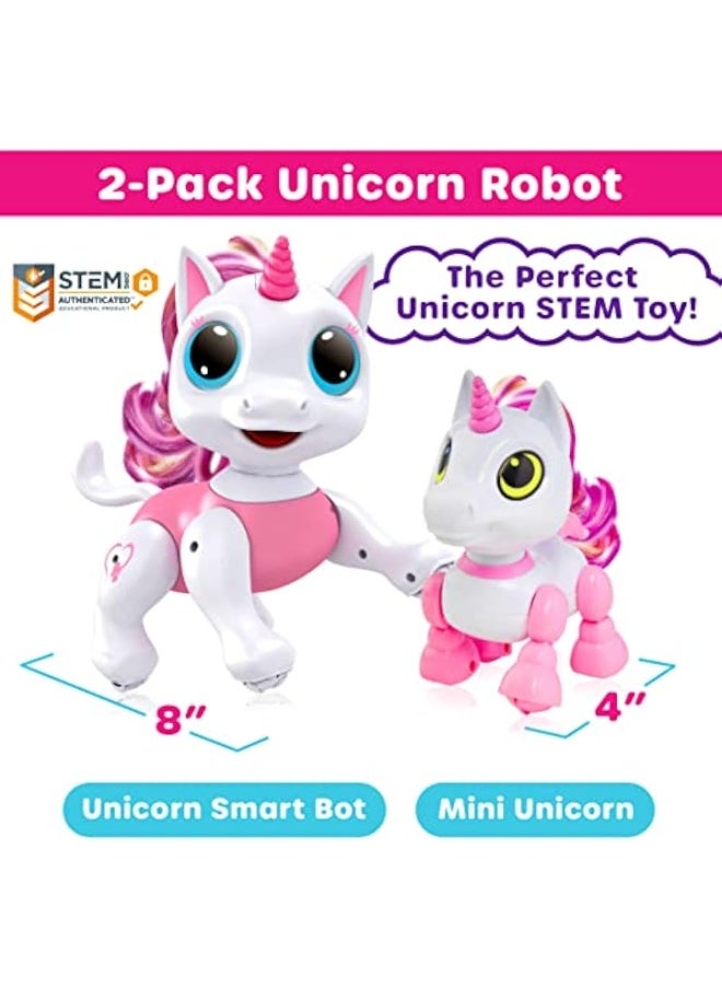 Power Your Fun Robo Pets Unicorn Toys – Interactive STEM Robot Set (1 Full-Size + 1 Mini Unicorn)  - Image 2