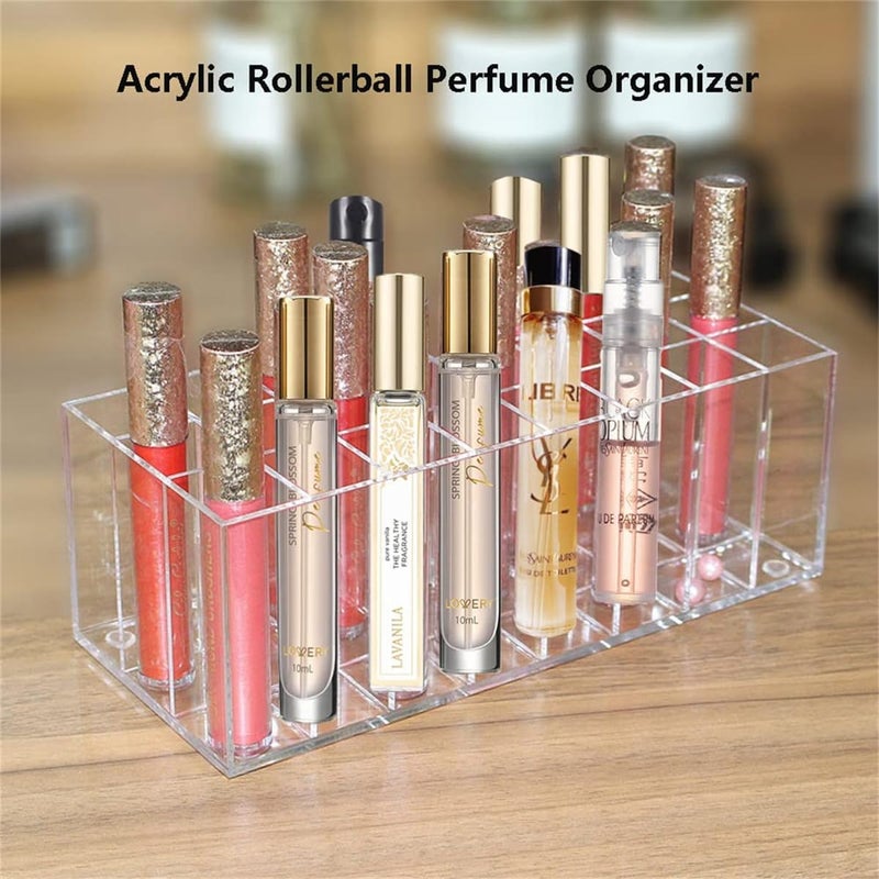 Excefore Acrylic lipstick Organizer, makeup brushes Holder, 24 Space Clear lip gloss Storage Container, Cosmetic Caddy - Image 2