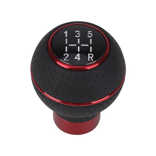 aakichi 5 Speed Shifter Knob Ball Transmission Handle Car PU Leather Gear Stick Knob for Most Manual Automotive Vehicles (Red Circle) - Image 1