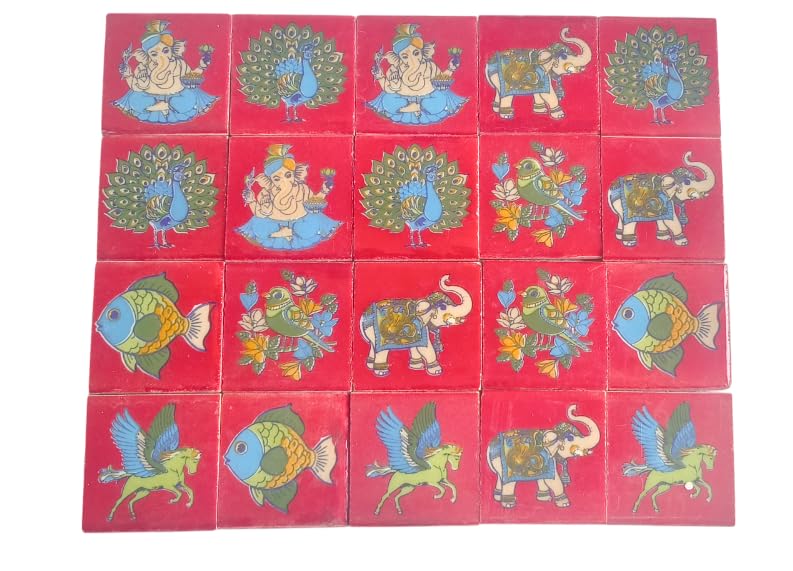 Shiv Kripa Blue Pottery Shiv Kripa Blue Art Pottery Wall Ceramic Tile Interior Exterior Crafted Tabletop Flooring Wall Floral Decorative 2 x 2 inch Tiles Pack of 20 Tiles - Image 2