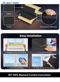 ACECOAT Blackout Blind 145 x 300cm Black Out Fabric Portable Blackout Blinds Easy Stick On Window for Home Office Nursery Bedroom Car No Drill Travel Blackout Blind  - Image 4