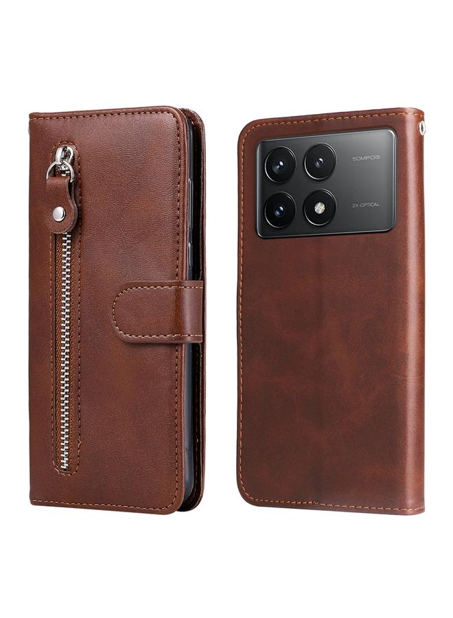 The Bros Case For Xiaomi Redmi K70 / K70 Pro Fashion Calf Texture Zipper Leather Phone Case