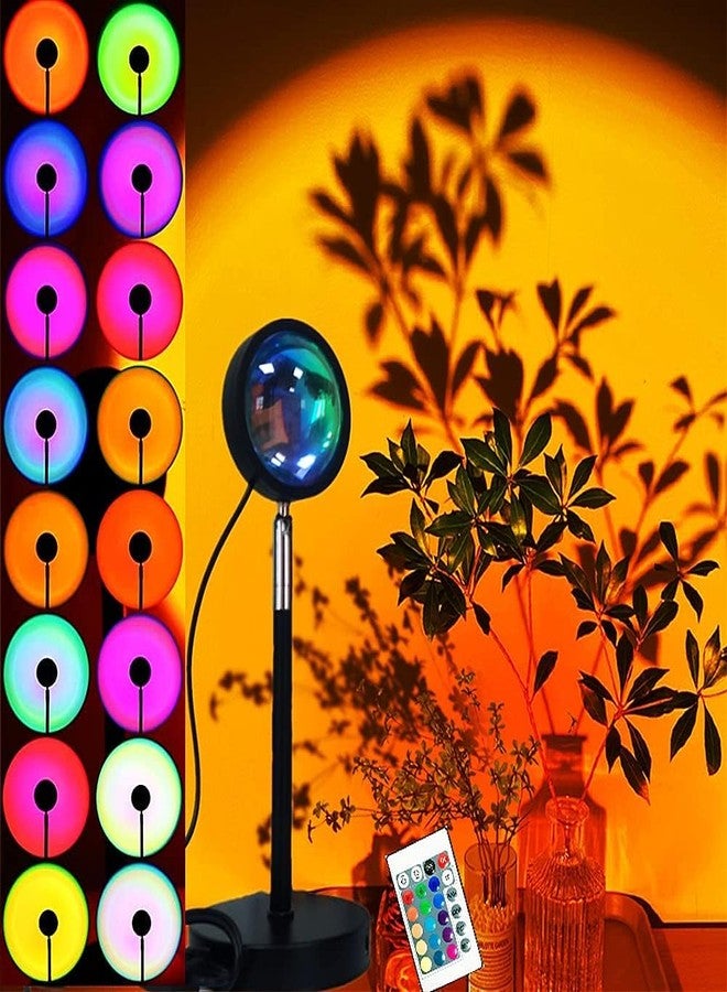 MIRADH RGB Sunset Projection Lamp – 16 Color Modes LED Night Light with Remote for Bedroom, Romantic Decor, Valentine Day Gift, Love Gift for Her, Couple Gift, Ambient Mood Lighting - Image 1