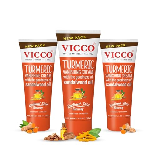 Vicco Turmeric Vanishing Cream with Sandalwood Oil 70 Year Legacy of Ayurveda with Turmeric for Daily Skincare Lightweight Formula Vegan 100 Natural 282 oz 3 Pack - Image 1