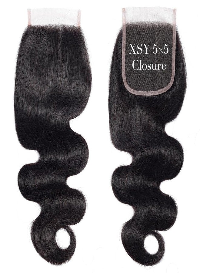 XSY 5x5 HD Lace Closure Body Wave Transparent Lace Closure 12 Inch Brazilian Virgin Human Hair Pre Plucked with Baby Hair Free Part Natural Black - Image 4