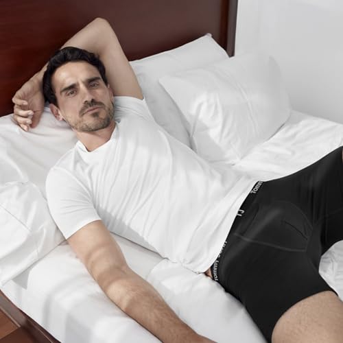 Tommy John Men's Essential Cool Cotton Stretch Boxer Brief Underwear - 6" 3-Pack, Breathable, Moisture-Wicking, Support Pouch (Black/Turbulence/Dress Blues, Large) - Image 2