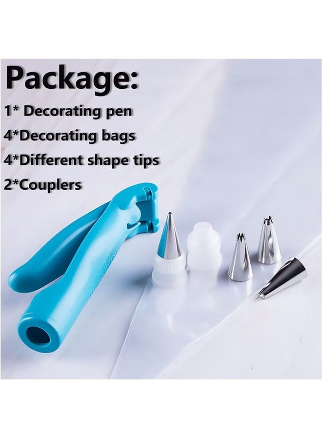 HY Cake Decorating Pen Tool Kit, Pastry Bag DIY Cake Deco Tools Kit of 11, Pastry Icing Pen, Piping BagsCake Decorating Tips Pen, Piping Tool Kit Set Dispenser Nozzles Pen Set (Blue) - Image 2