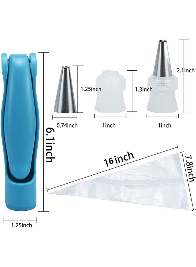 HY Cake Decorating Pen Tool Kit, Pastry Bag DIY Cake Deco Tools Kit of 11, Pastry Icing Pen, Piping BagsCake Decorating Tips Pen, Piping Tool Kit Set Dispenser Nozzles Pen Set (Blue) - Image 3